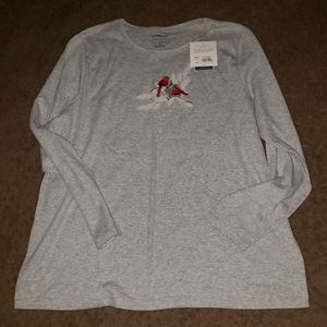 NWT Croft&Barrow long sleeve cardinal top 1X grey
